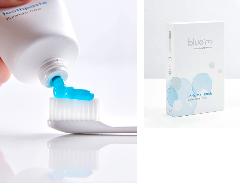 Bluem tandpasta en elektrische tandenborstel verpakking