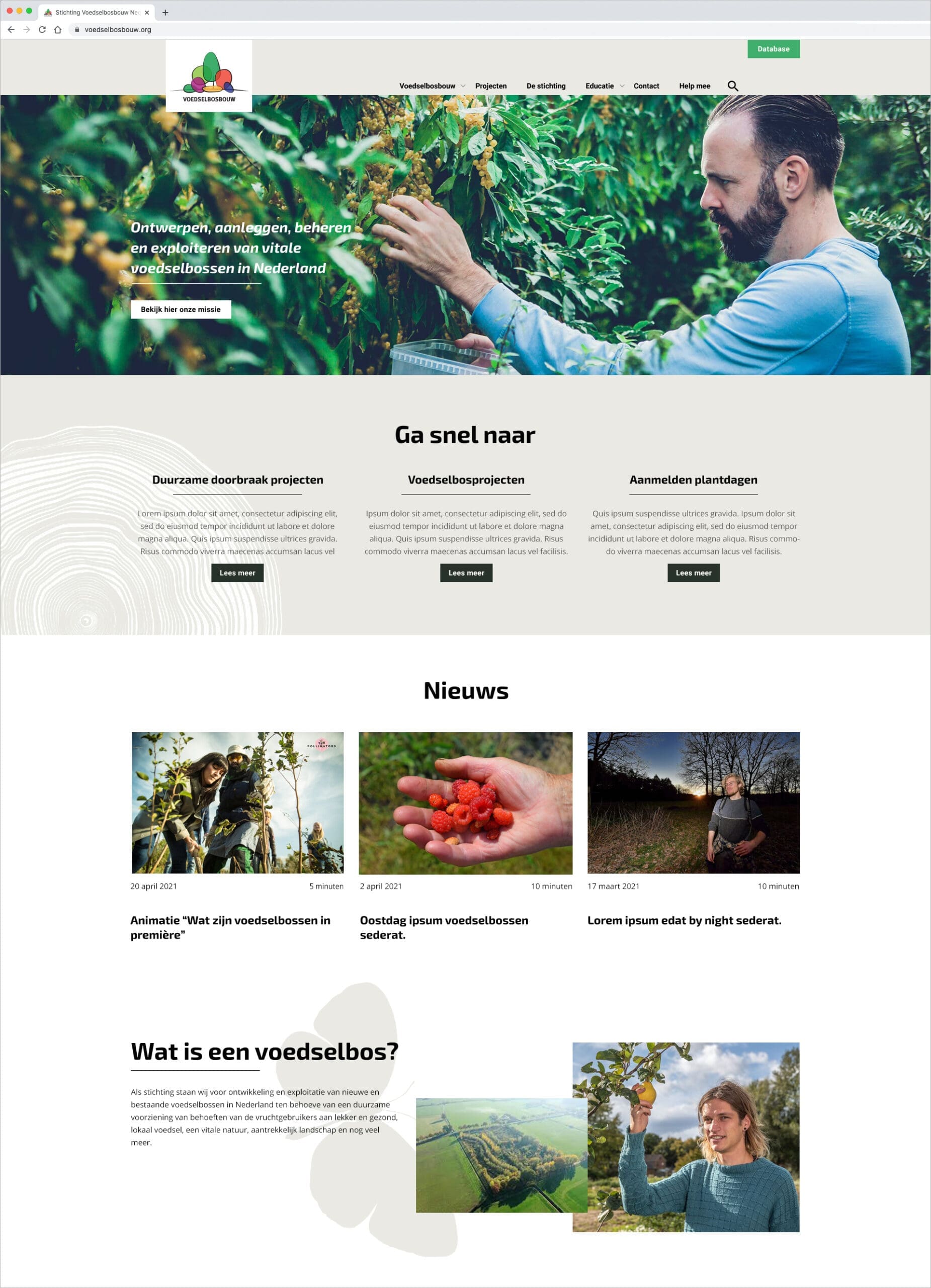 Homepage website Stichting Voedselbosbouw