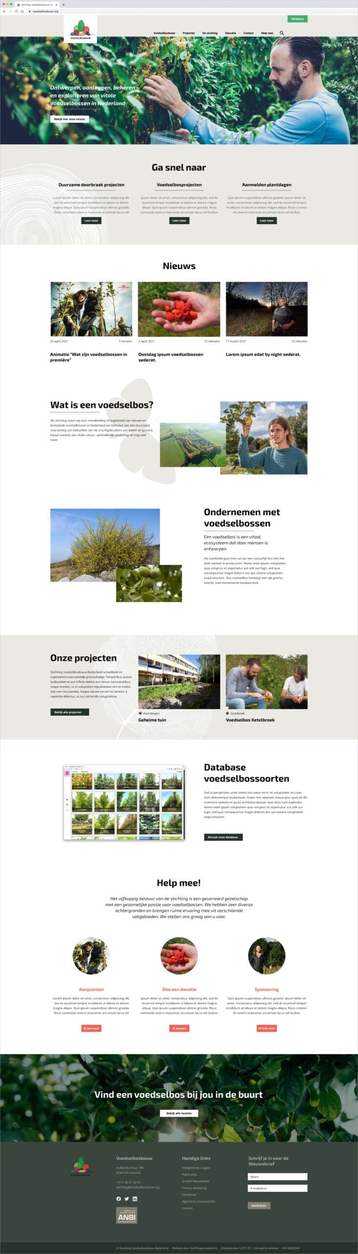 Ontwerp homepage Stichting Voedselbosbouw